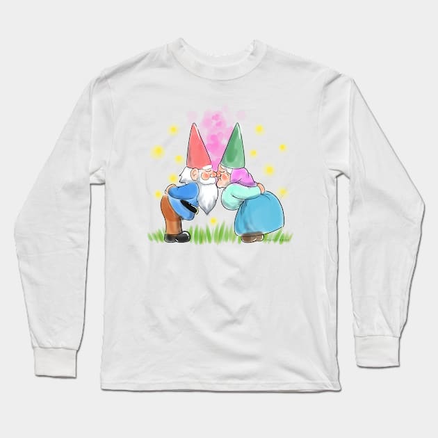 Kissing Gnomes Long Sleeve T-Shirt by Scámarca Productions